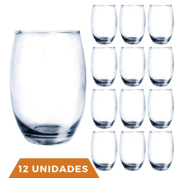 Imagem de 12 Copos Alto Redondo Vidro Aruba 465ml Suco Drink Nadir