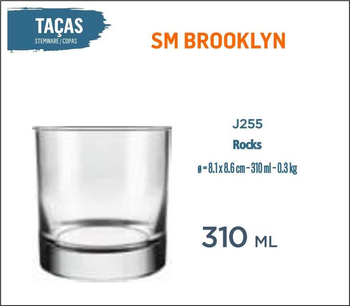 Imagem de 12 Copos  Brooklyn 310ml Whisky Refrigerante Suco Batida