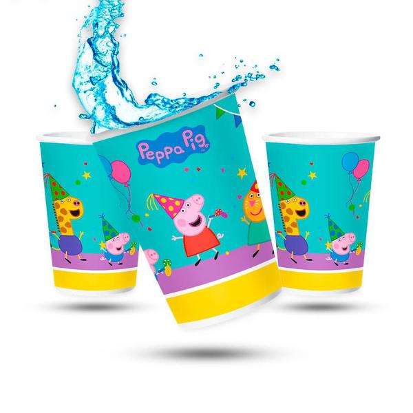 12 Copos decoração Peppa Pig 180ML festa aniversário - Regina festa Imagem de 12 Copos decoração Peppa Pig 180ML festa aniversário