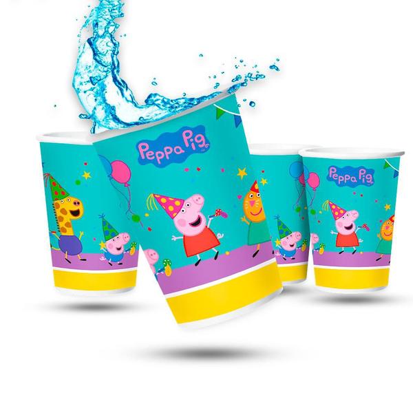 12 Copos decoração Peppa Pig 180ML festa aniversário - Regina festa Imagem de 12 Copos decoração Peppa Pig 180ML festa aniversário