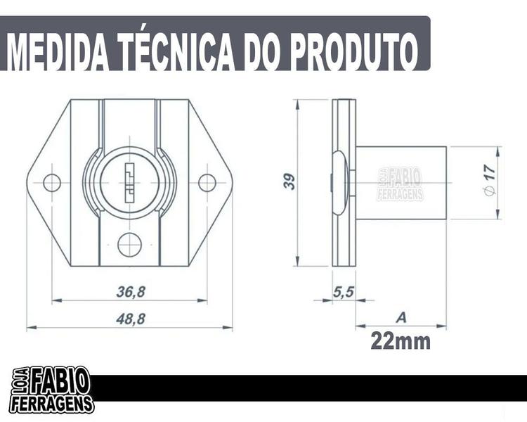 Imagem de 12 Fechaduras Para Moveis Gaveta Porta De 22mm