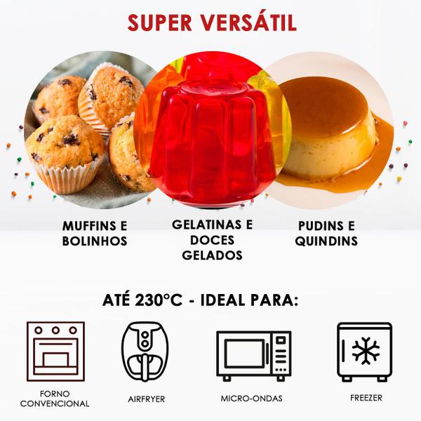 Imagem de 12 Formas de Silicone Vermelho Cupcake Mini Bolo Muffin 