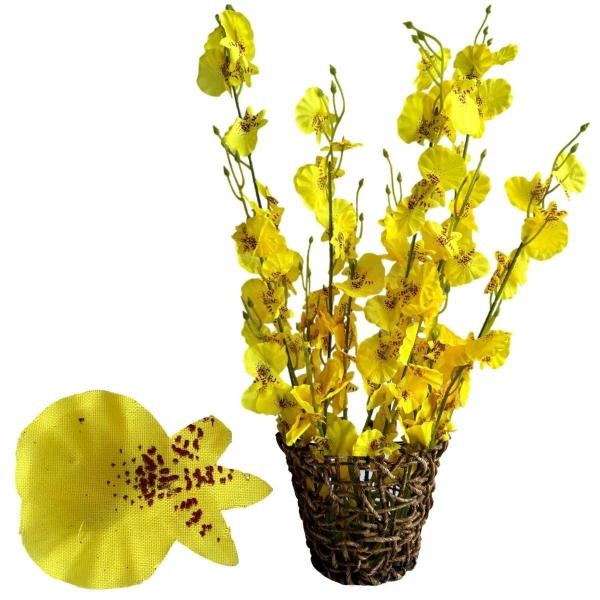 Imagem de 12 Galhos de orquídea artificial chuva de ouro 90cm Delicadas e prontas para uso interno - DE8855