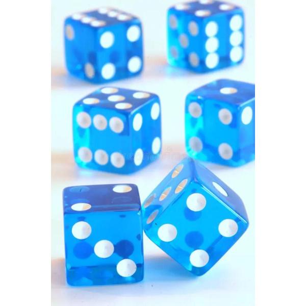 Imagem de 12 Jogo De Dado 26mm (2,6cm) Azul Translucido - EJ Games Euclides Jordão