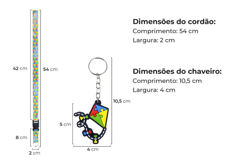 Imagem de 12 Kits Cordão + Chaveiro p/ Autismo e Deficiências Ocultas