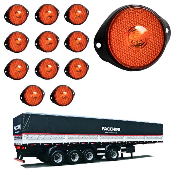12 Lanterna Frontal Facchini LED Âmbar 65mm c/ Suporte - Fio - DW Componentes Imagem de 12 Lanterna Frontal Facchini LED Âmbar 65mm c/ Suporte - Fio