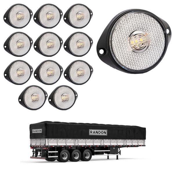 Imagem de 12 Lanterna Frontal Randon LED Cristal 65mm c/ Suporte - Fio