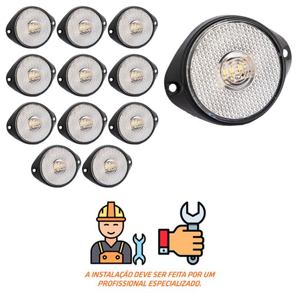 Imagem de 12 Lanterna Frontal Randon LED Cristal 65mm c/ Suporte - Fio