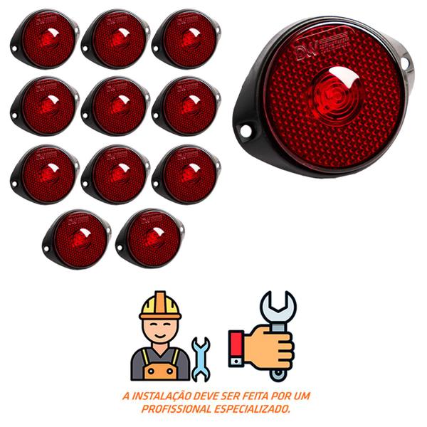 Imagem de 12 Lanterna Frontal Randon LED Rubi 65mm c/ Suporte - Fio