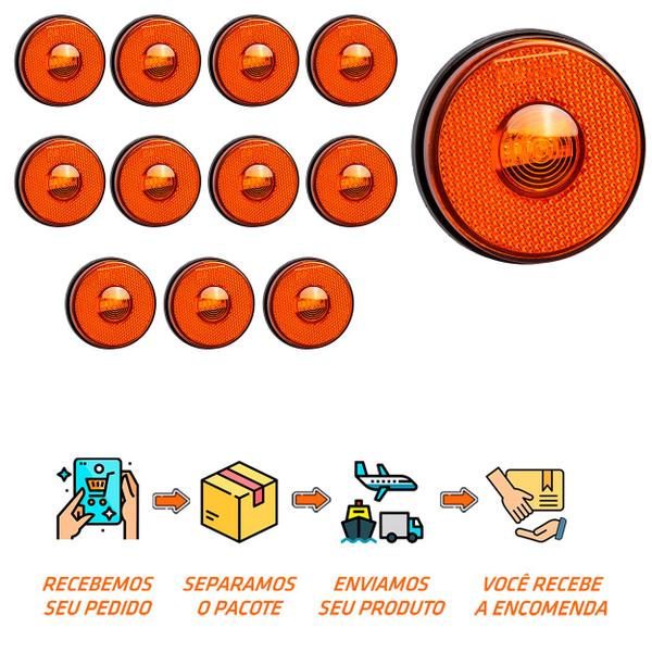 Imagem de 12 Lanterna Lateral Randon LED Âmbar 85mm Saída Conector