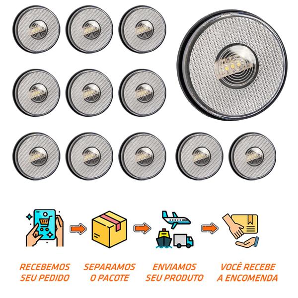 Imagem de 12 Lanterna Lateral Randon LED Cristal 85mm Saída Fios