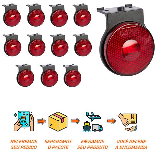 Imagem de 12 Lanterna Lateral Randon LED Rubi 65mm c/ Suporte - Fio