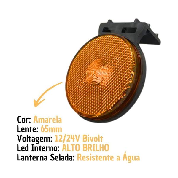 12 Lanternas Lateral LED Caminhão Carreta C/Suporte Amarela - IVA Imagem de 12 Lanternas Lateral LED Caminhão Carreta C/Suporte Amarela
