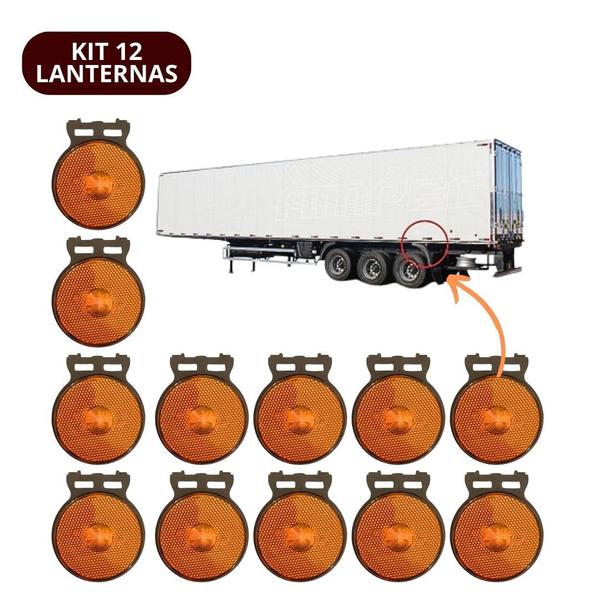 12 Lanternas Lateral LED Caminhão Carreta C/Suporte Amarela - IVA Imagem de 12 Lanternas Lateral LED Caminhão Carreta C/Suporte Amarela