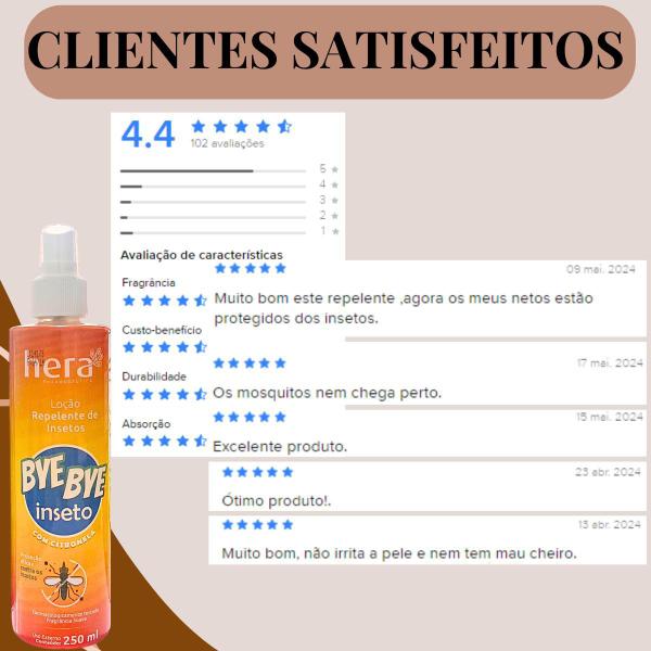 Imagem de 12 Loção Repelente de Insetos Hera Bye Bye Inseto com Citronela Spray 250ml