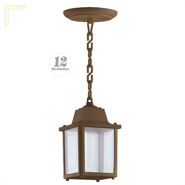 12 Luminaria Pendente Externo Colonial Marrom alz15 - Acende a Luz Imagem de 12 Luminaria Pendente Externo Colonial Marrom alz15