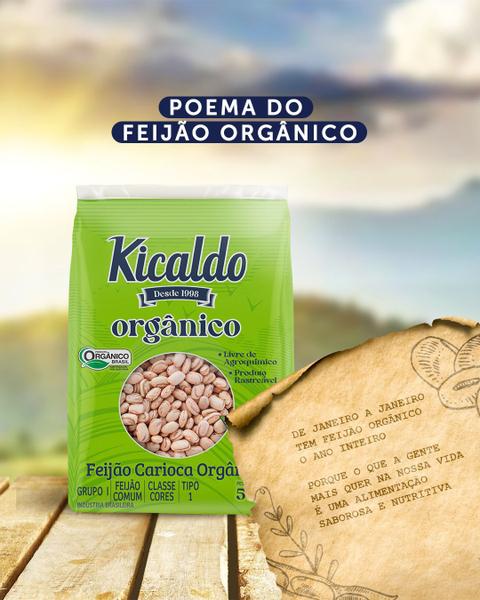 Imagem de 12 Pacote Feijão Natural Orgânico Carioca Kicaldo 500g