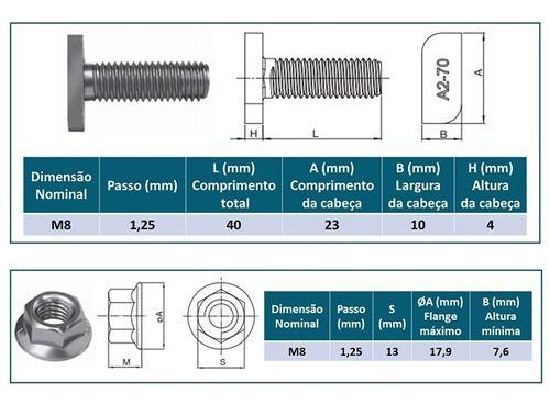 Imagem de 12 Parafusos T Cabeça De Martelo M8x40mm Energia Solar