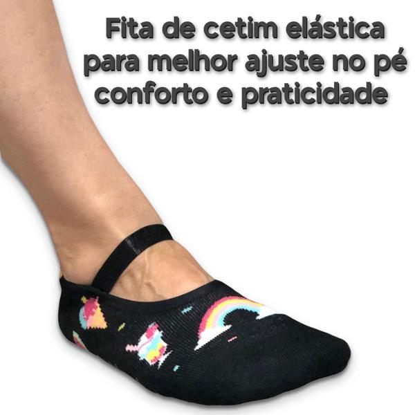 Imagem de 12 Pares Meia Sapatilha Antiderrapante Pilates Yoga hidroginástica 24 Meias