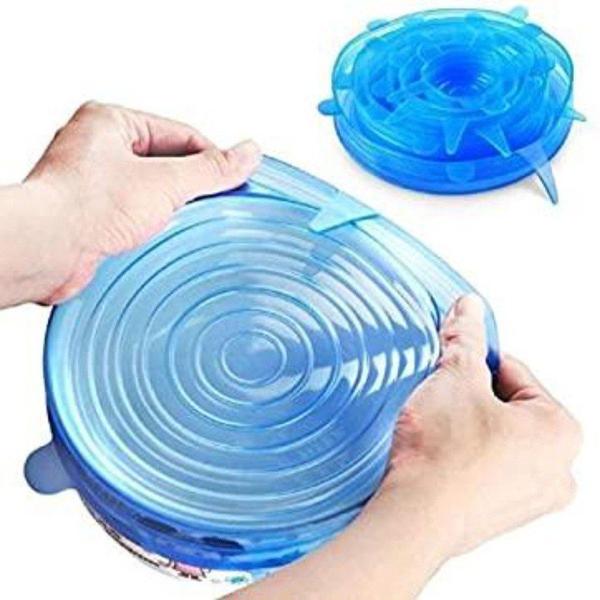 Imagem de 12 Pçs Tampas De Silicone Elásticas Reutilizáveis Para Alimentos Frescos - Envio Imediato