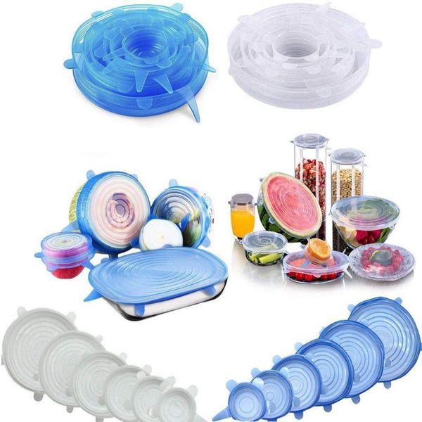 Imagem de 12 Pçs Tampas De Silicone Elásticas Reutilizáveis Para Alimentos Frescos - Envio Imediato