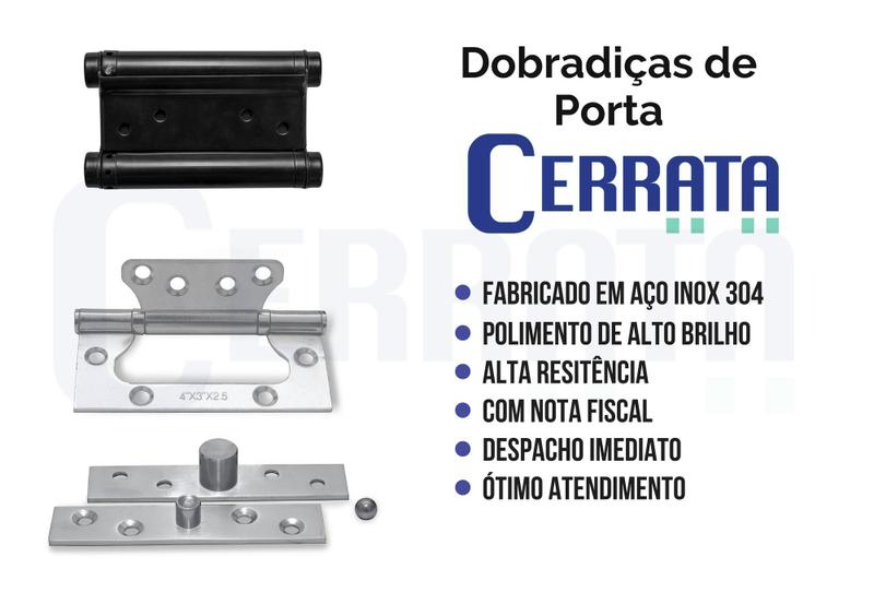 Imagem de 12 Peças Dobradiça Inox Para Porta Cerrata