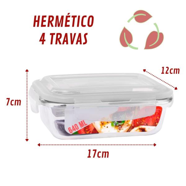 Imagem de 12 Peças-Pote de Vidro c/ Divisória e Tampa Hermética 640ML Fitness