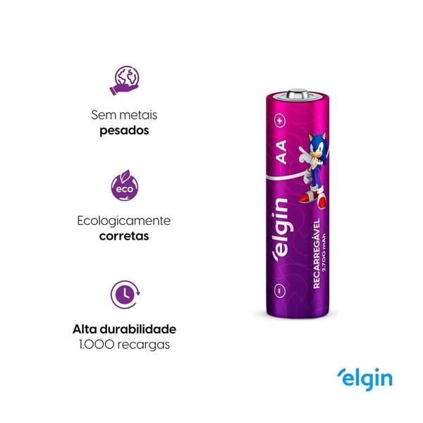 Imagem de 12 Pilha Recarregável Aa 2700Mah C/4 Kit 3 Blister Elgin