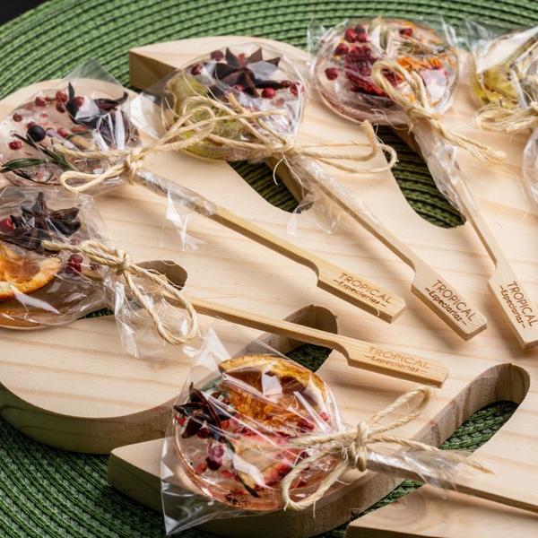 12 Pirulitos Cristal de Frutas e Especiarias - Tropical Especiarias Imagem de 12 Pirulitos Cristal de Frutas e Especiarias