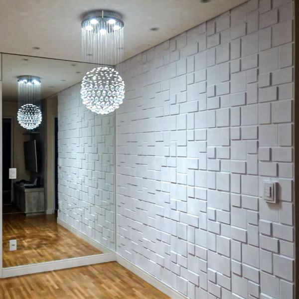 Imagem de 12 Placas Decorativas 3d Kit Revestimento Parede Geométrico Casa Cozinha Banheiro Lavanderia Lar Luxo Painel Sala Renovar