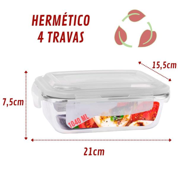 Imagem de 12 Pote Hermético de Vidro 1040ML AirFryer Forno Marmita