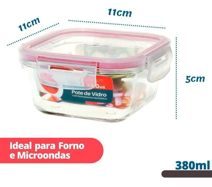 Imagem de 12 Potes de Vidro Hermético Click Glass Marmita 380ml Dolce Home Resistente