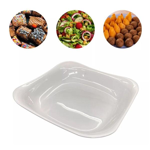 Imagem de 12 Potes Tigela Bowl 650ml Saladeira em Melamina Quadrada