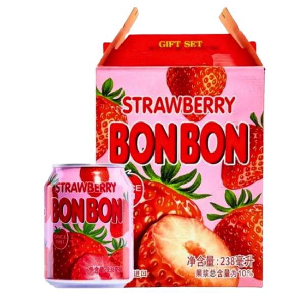 Imagem de 12 Sucos Morango Coreano Bonbon Lata 238ml