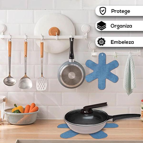 Imagem de 12 Suporte Térmico Para Panela e Pratos de Aço Inox, Porcelana, Cerâmica, Vidro e Madeira - Sisal Azul - Protege Mesa