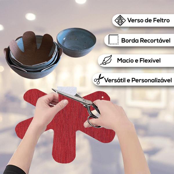 Imagem de 12 Suporte Térmico Para Panela e Pratos de Aço Inox, Porcelana, Cerâmica, Vidro e Madeira - Sisal Vermelho - Protege Mesa