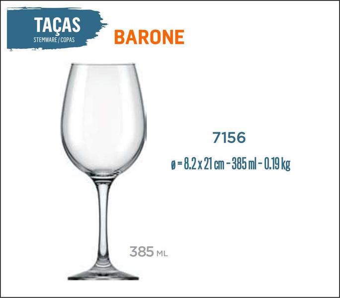 Imagem de 12 Taças Barone 385ml - Vinho Tinto Rosé Branco Água