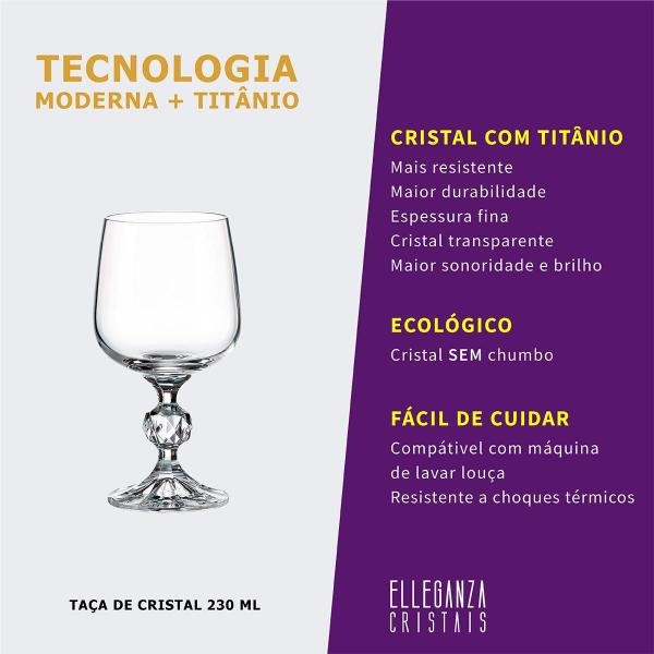 Imagem de 12 Taças De Cristal Vinho Tinto 230 Ml Linha Claudia Bohemia