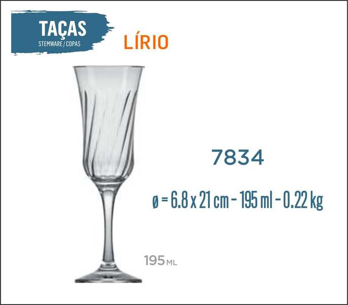 Imagem de 12 Taças Lírio 195ml - Champanhe Espumante Frisante