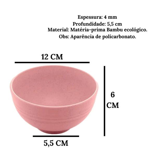 Imagem de 12 Tigelas Bowl 350ml Fibra de Bambu Ecológico Sobremesas