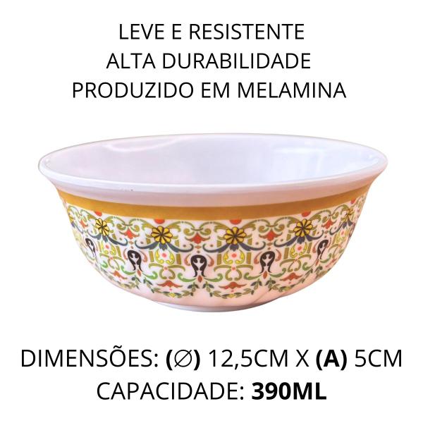 Imagem de 12 Tigelas Bowl Pote em Melamina 390ml Decorado p/ Sobremesa