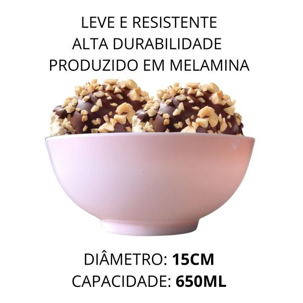 Imagem de 12 Tigelas Bowl Pote em Melamina Para Sobremesa 650ml Rosa