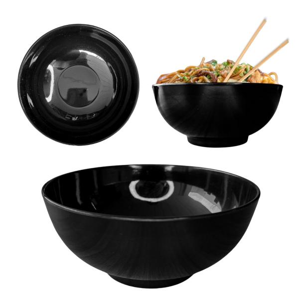 Imagem de 12 Tigelas Bowl Redonda Japones Melamina Oriental Preto 650ml