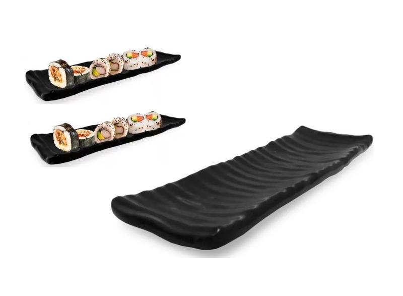 Imagem de 12 Travessas Estriada Sushi Porção Japonesa Melamina Premium