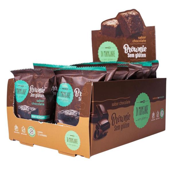 12 Unidades - Brownie de Chocolate 30g Sem açúcar, Sem Glúten e Sem Leite - Di Mangiare Imagem de 12 Unidades - Brownie de Chocolate 30g Sem açúcar, Sem Glúten e Sem Leite