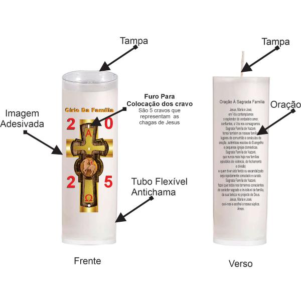 Imagem de 12 Vela Círio Pascal Da Família Cordeiro Branco