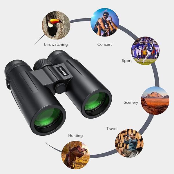 Imagem de 12 x 42 Binóculos para Adultos com Tripé, Binóculos Compactos Impermeáveis para Observação de Aves, Caminhadas, Viagens, Adaptador Binóculo Inteligente para Fotografia,(preto)