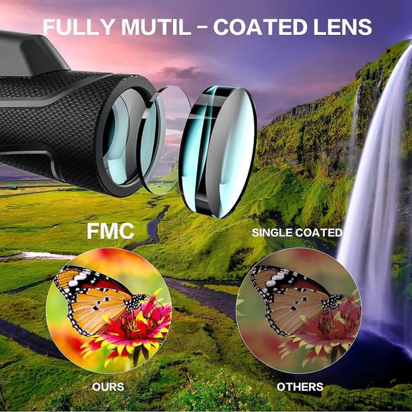 Imagem de 12 x 42 monocular para adultos alta definição grande campo de visão monocular para observação de pássaros animais vendo concertos de jogos de esportes ao ar livre