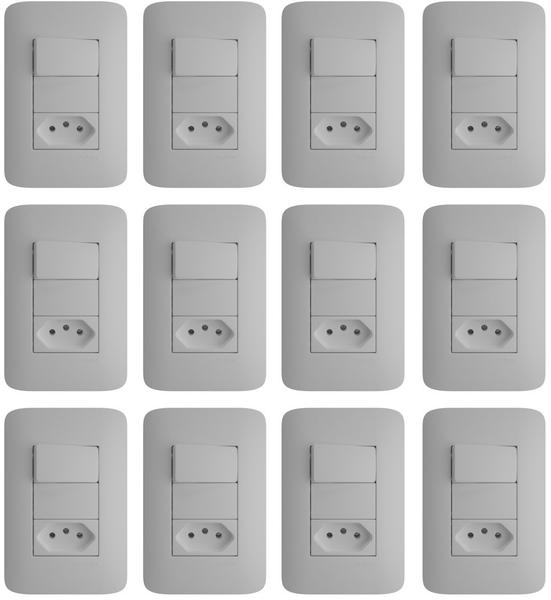 Imagem de 12 x  Interruptor Simples 10A + 1 Tomada 2P+T 10A/250V