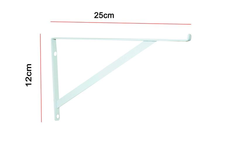 Imagem de 12 x Mão Francesa Suporte Vidro 25 Cm Prateleira + Parafusos e Buchas